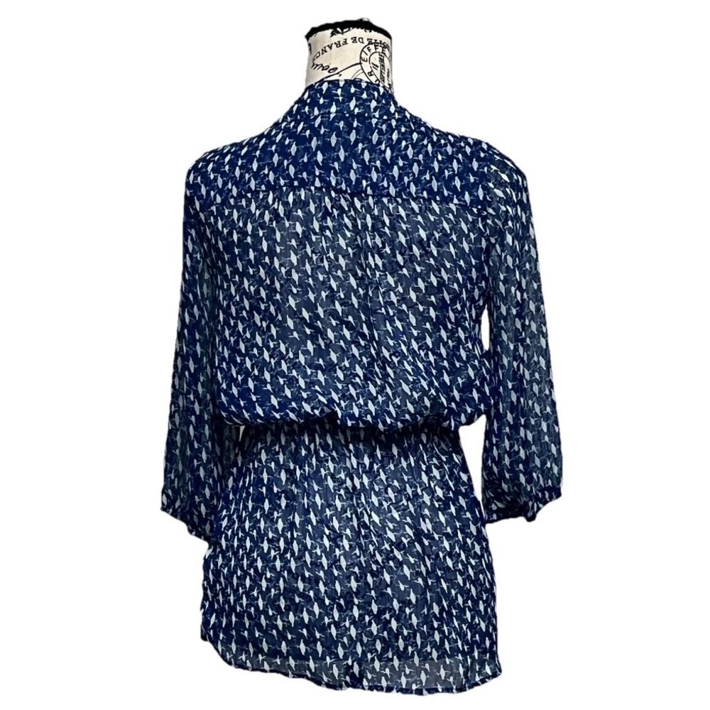 Vtg Y2k Retro Mossimo Sheer Dove Novelty Print Blouse Preppy Coastal Capsule XS - Picture 5 of 10